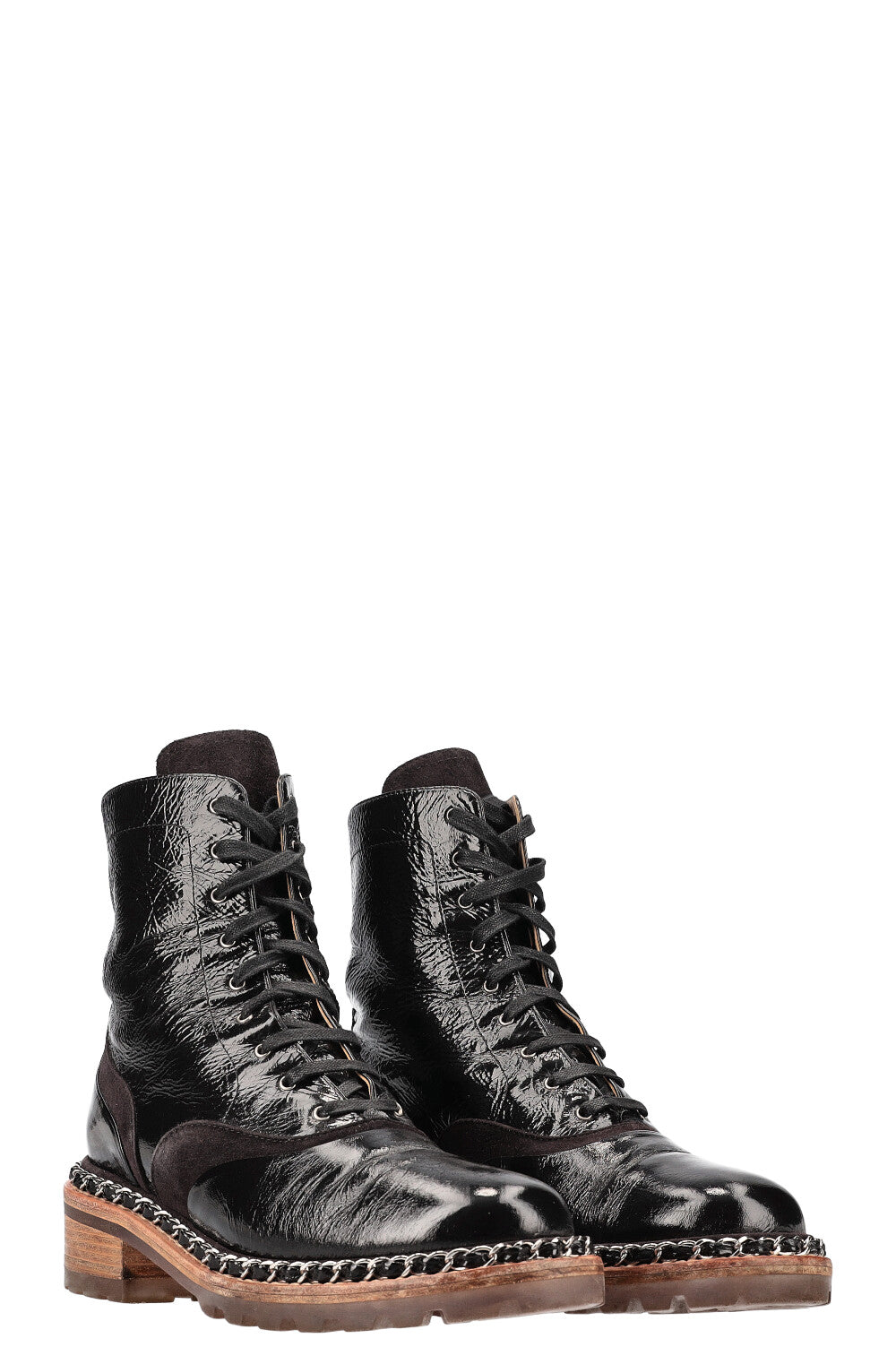 CHANEL Salzburg Chain Boots Vernis Noir