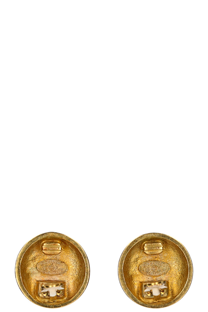 CHANEL Vintage Button Clip Earrings 95P