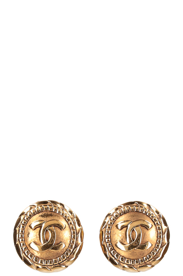 CHANEL Vintage Button Clip Earrings 95P