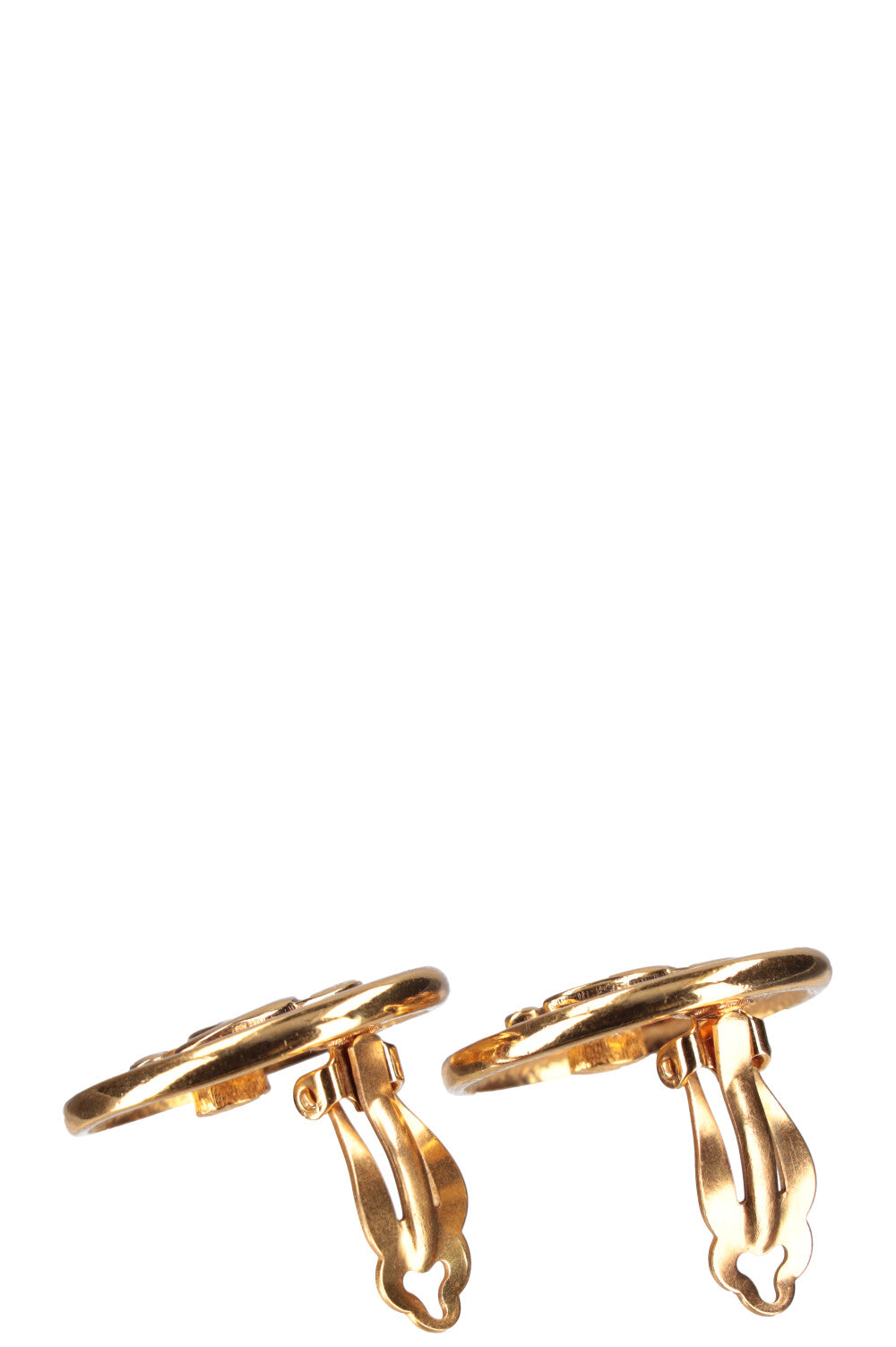 CHANEL Vintage Clip Earrings CC Circle