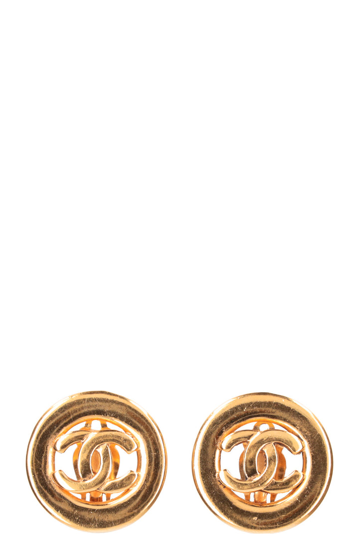 CHANEL Vintage Clip Earrings CC Circle