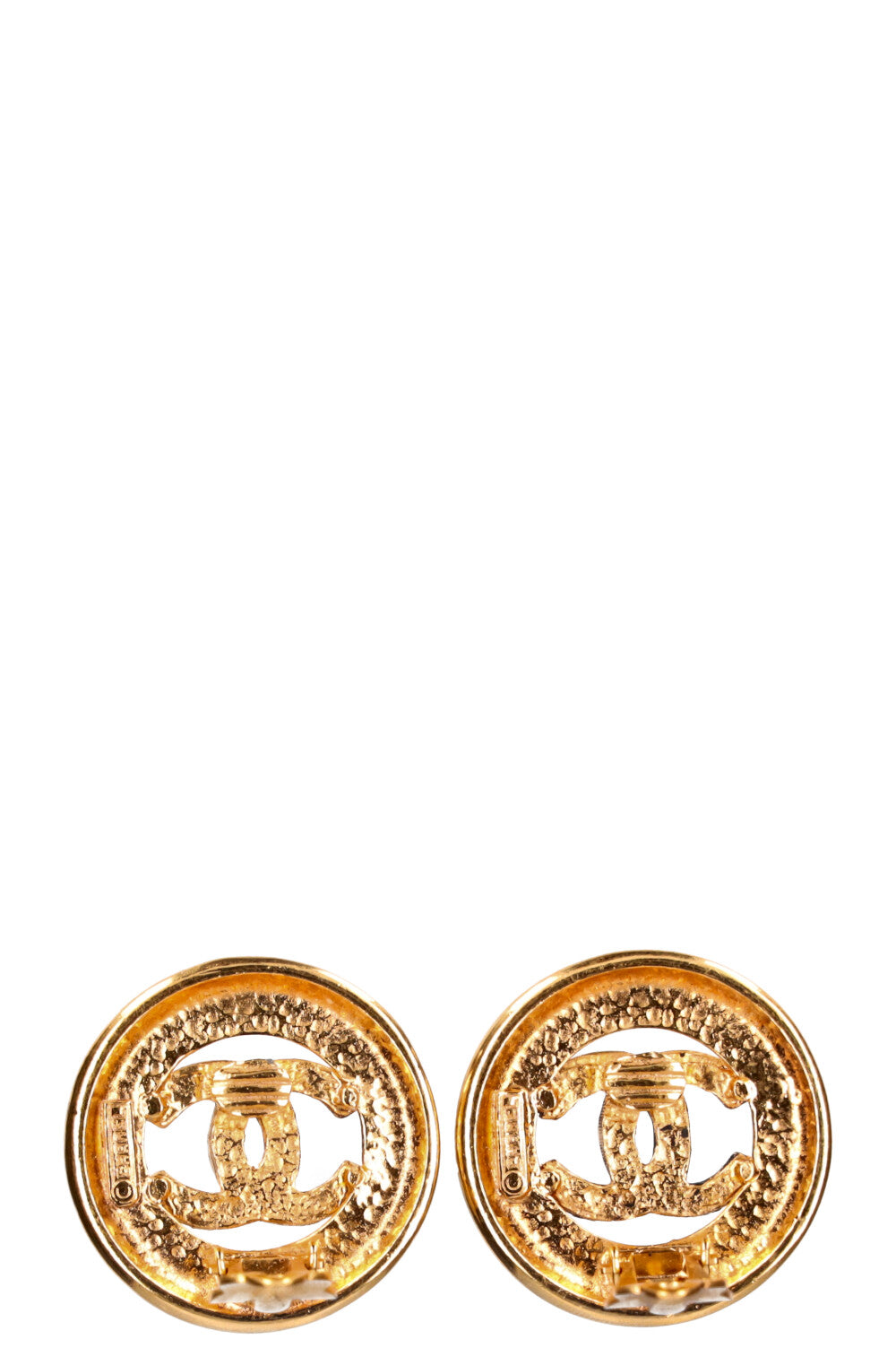 CHANEL Vintage Clip Earrings CC Circle