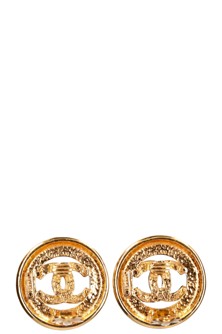 CHANEL Vintage Clip Earrings CC Circle