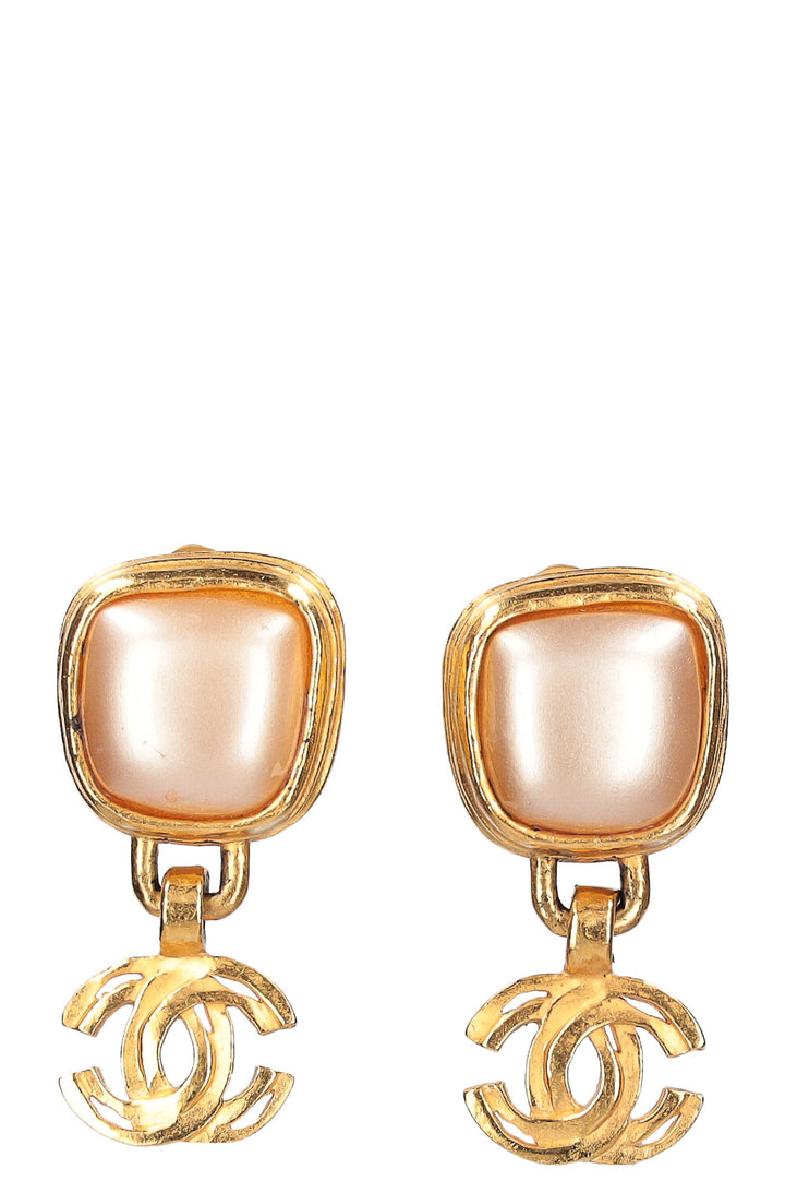 CHANEL Clip Earrings Square Pearl 97A