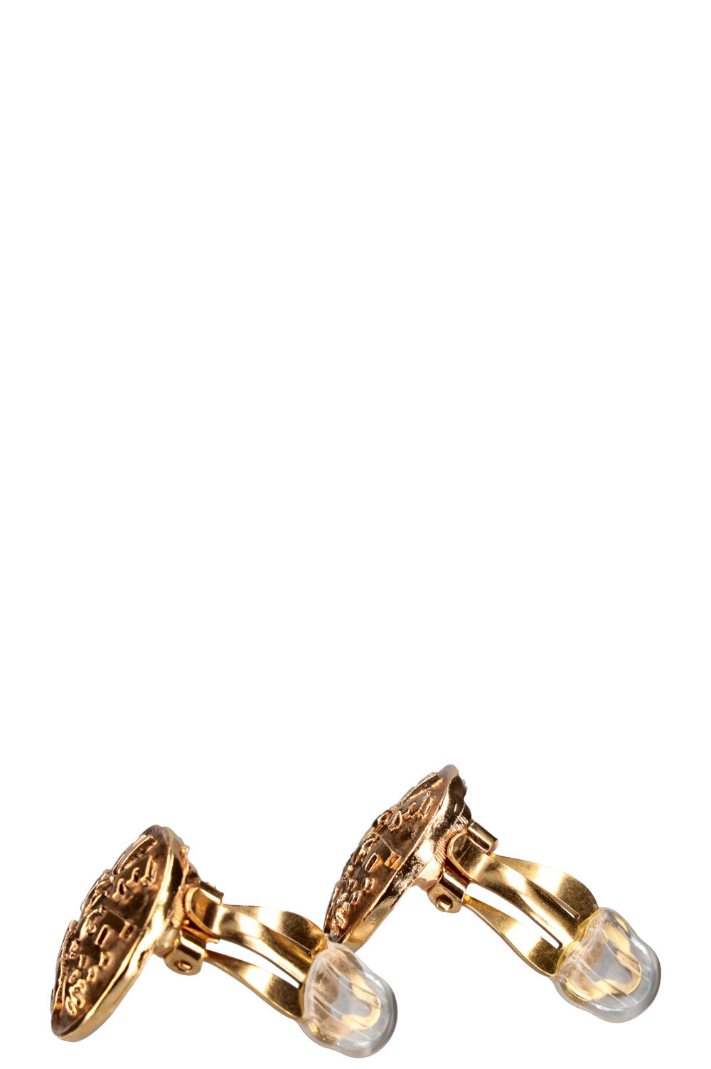 CHANEL Clip Earrings Gold Logo Lion