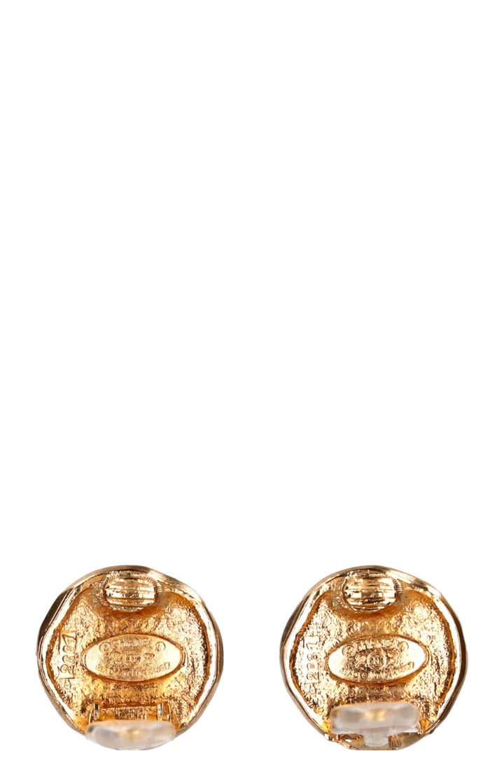 CHANEL Clip Earrings Gold Logo Lion