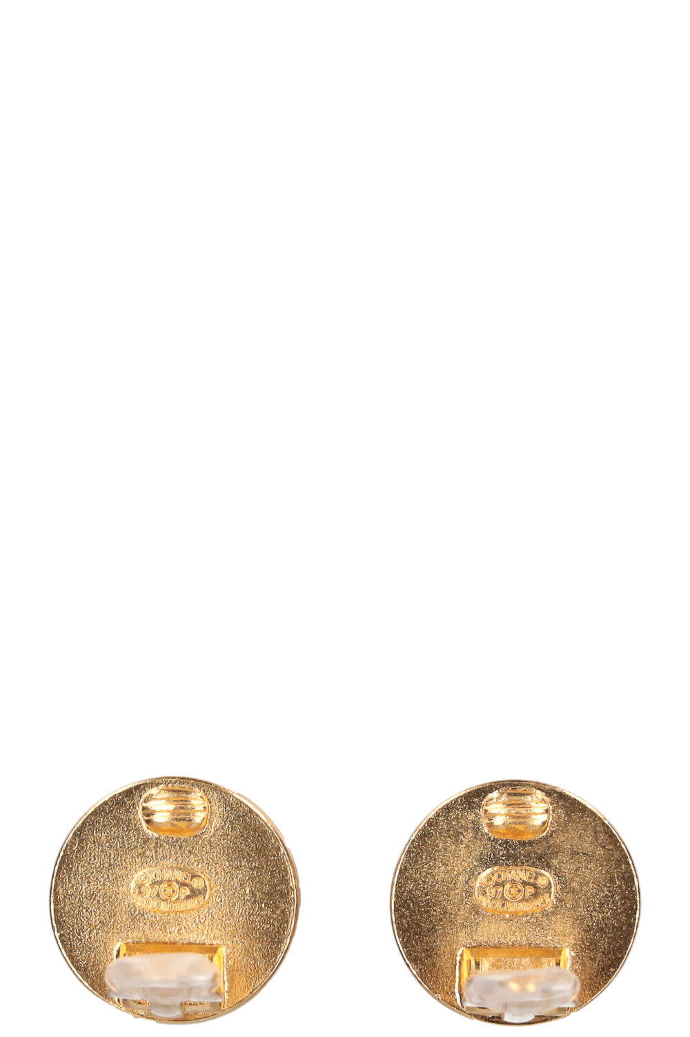 CHANEL Clip Earrings Gold Camelia 97P