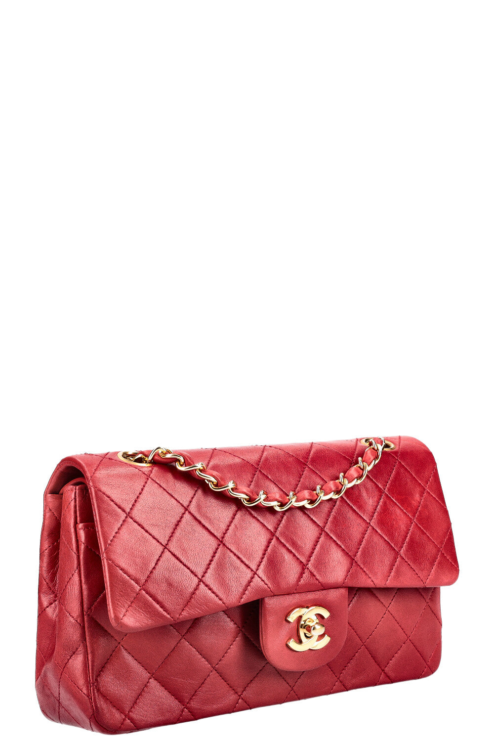 CHANEL Vintage Double Flap Bag Small Red