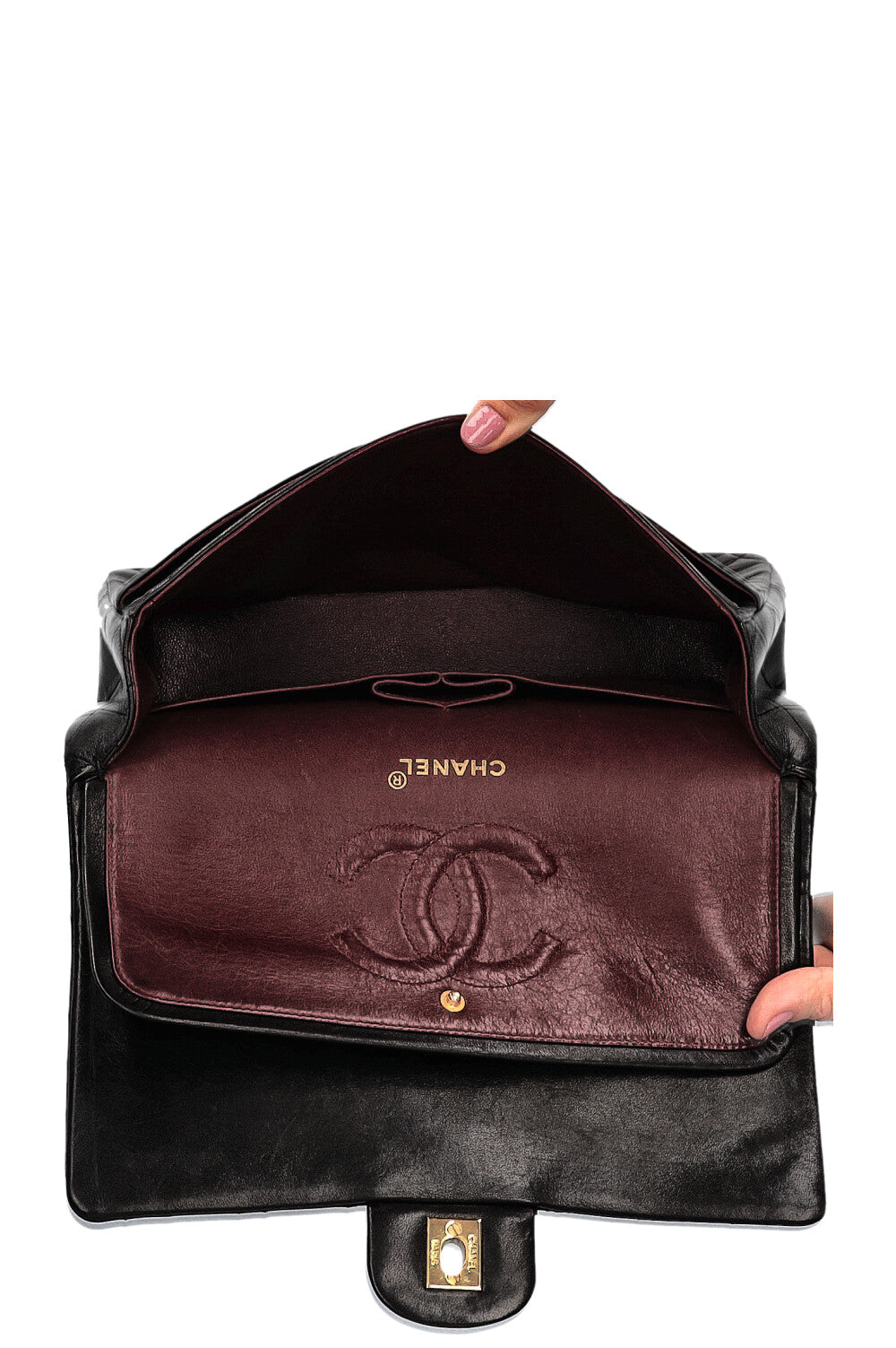 CHANEL Vintage Double Flap Bag Medium Black