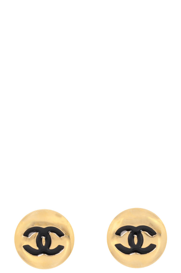 Chanel Vintage Earrings CC Gold