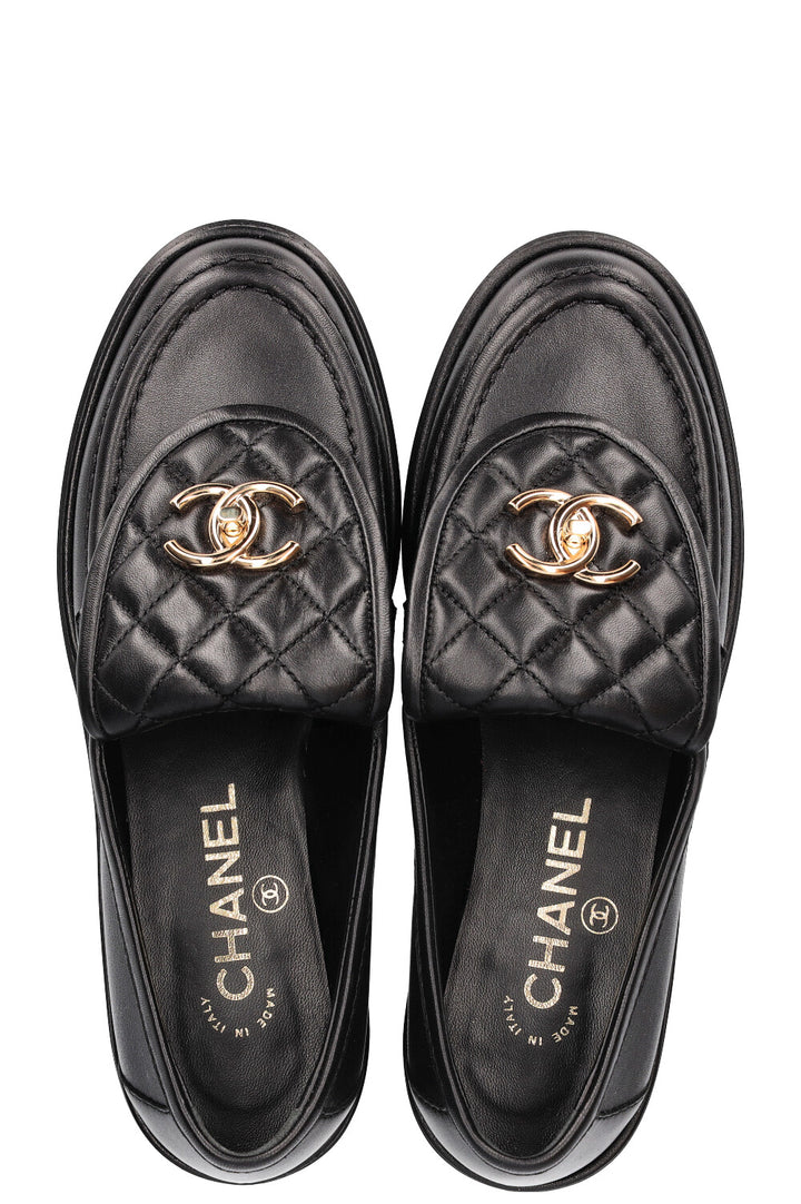 CHANEL Quilted Loafer Flats Black