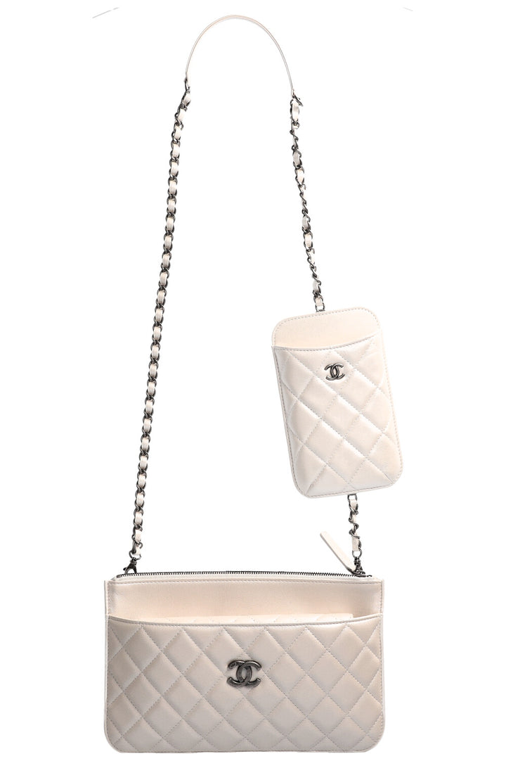 CHANEL Multi Pochette Bag Iridescent White