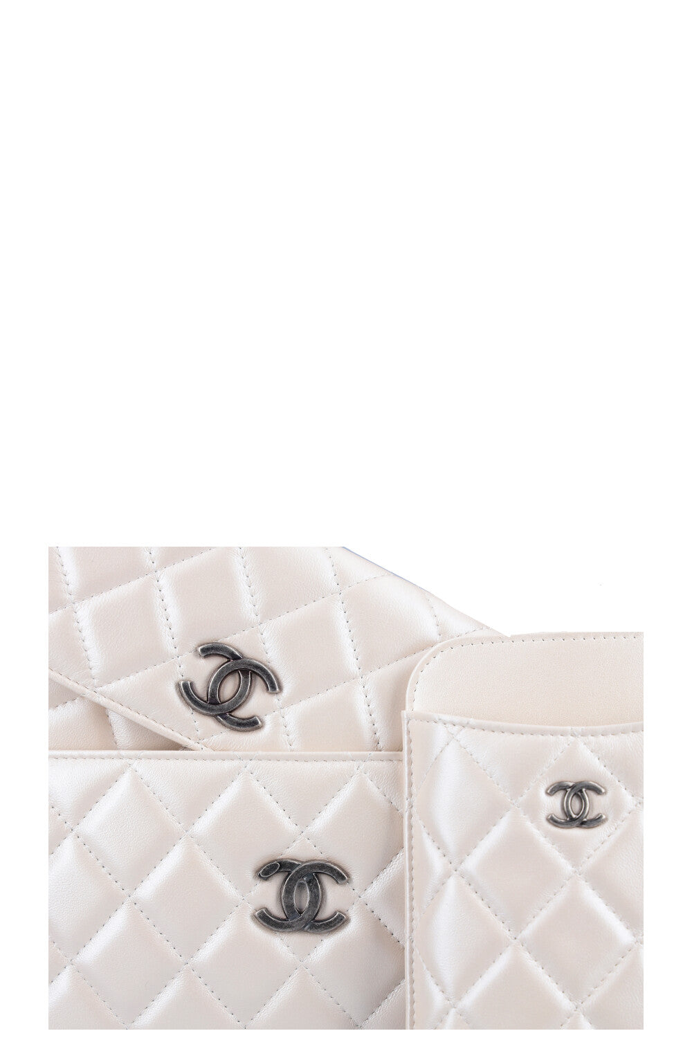 CHANEL Multi Pochette Bag Iridescent White