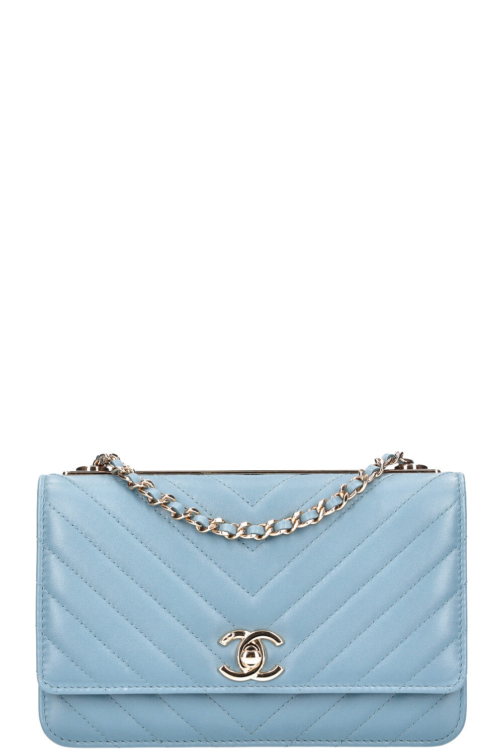 CHANEL Trendy CC WOC Chevron Blue