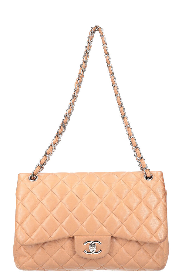 CHANEL Grand Sac Double Rabat Caviar Beige