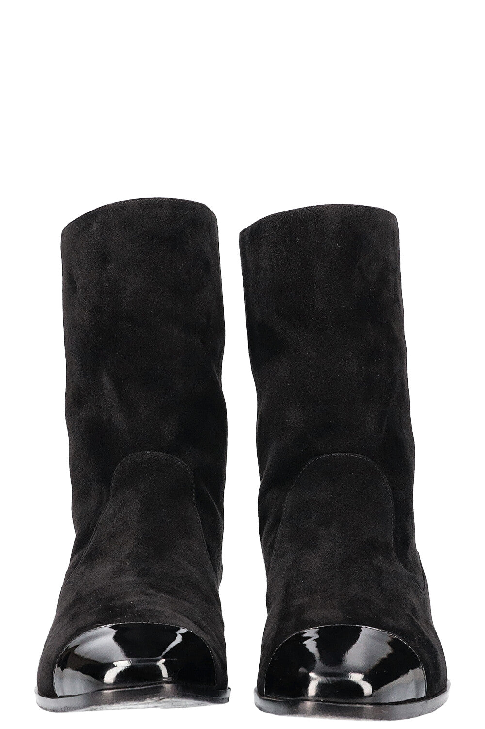 CHANEL Cap Toe Boots Suede Black