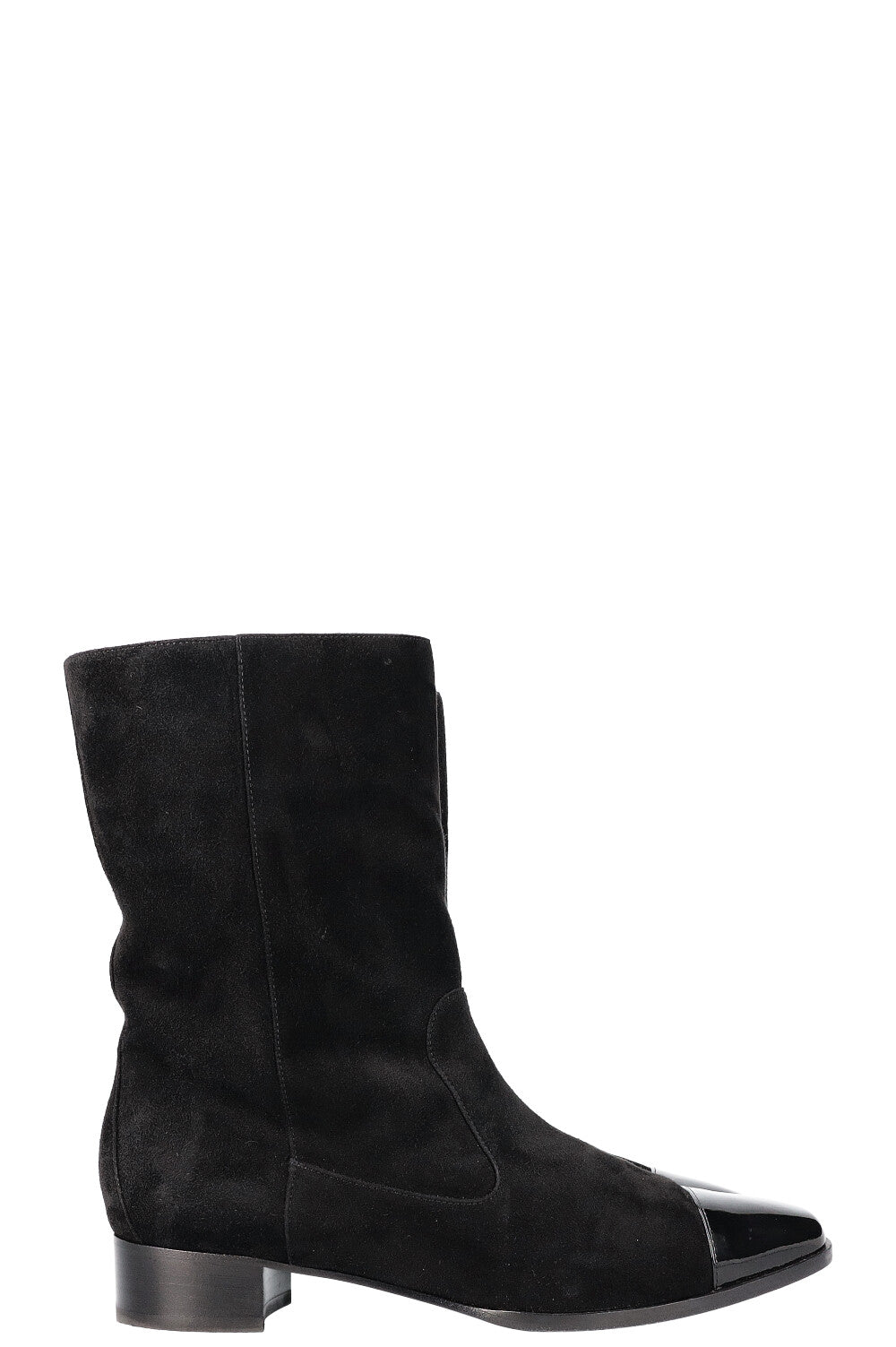 CHANEL Bottes Cap Toe Daim Noir