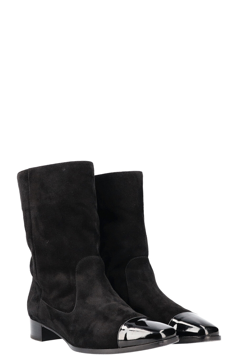 CHANEL Bottes Cap Toe Daim Noir