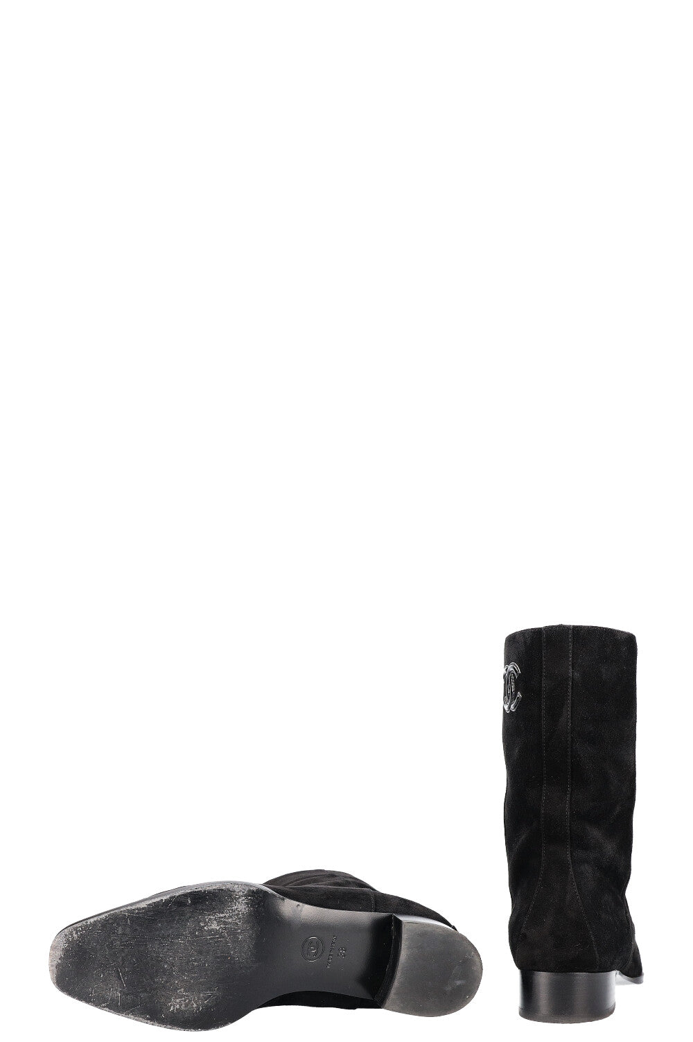 CHANEL Bottes Cap Toe Daim Noir