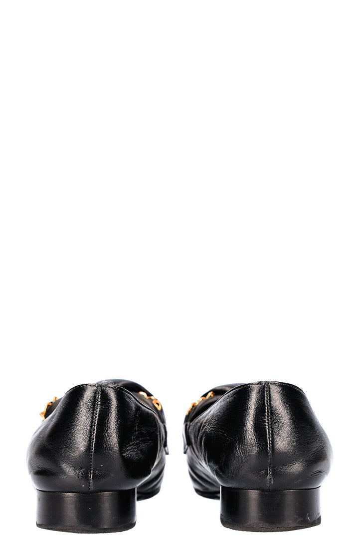 CHANEL Braided Chain Loafer Flats Black