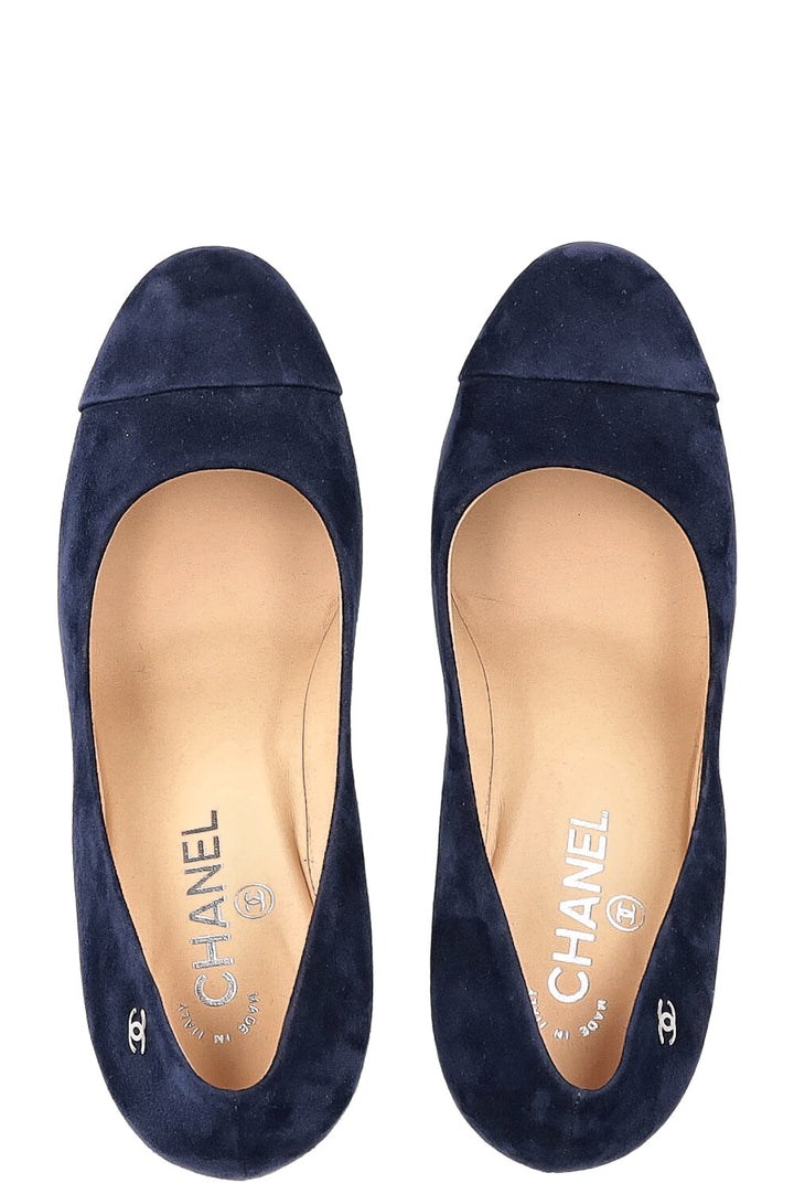 CHANEL Heels Navy Suede