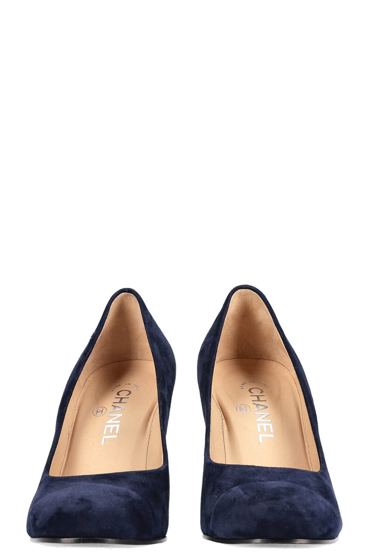 CHANEL Heels Navy Suede