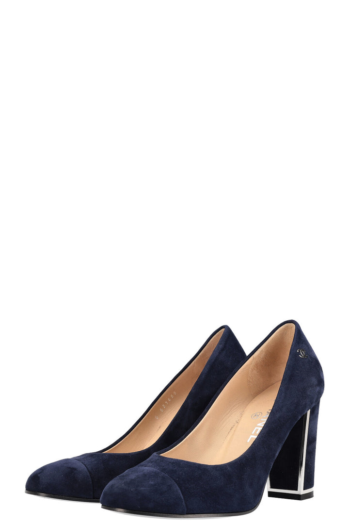 CHANEL Heels Navy Suede