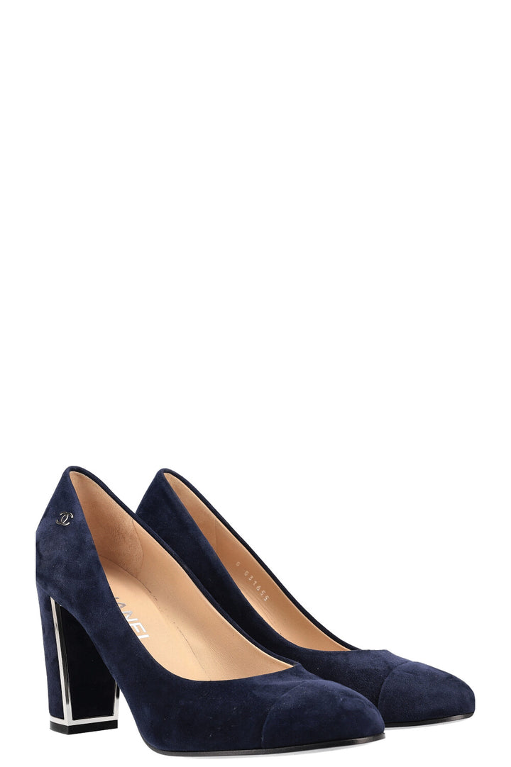 CHANEL Heels Navy Suede