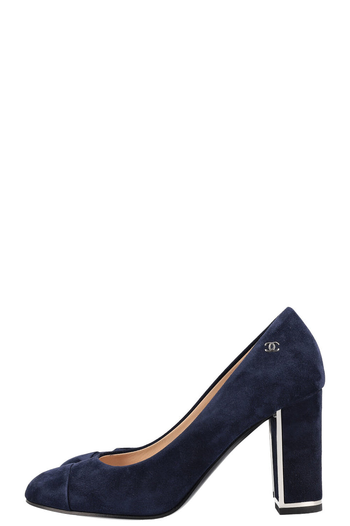CHANEL Heels Navy Suede