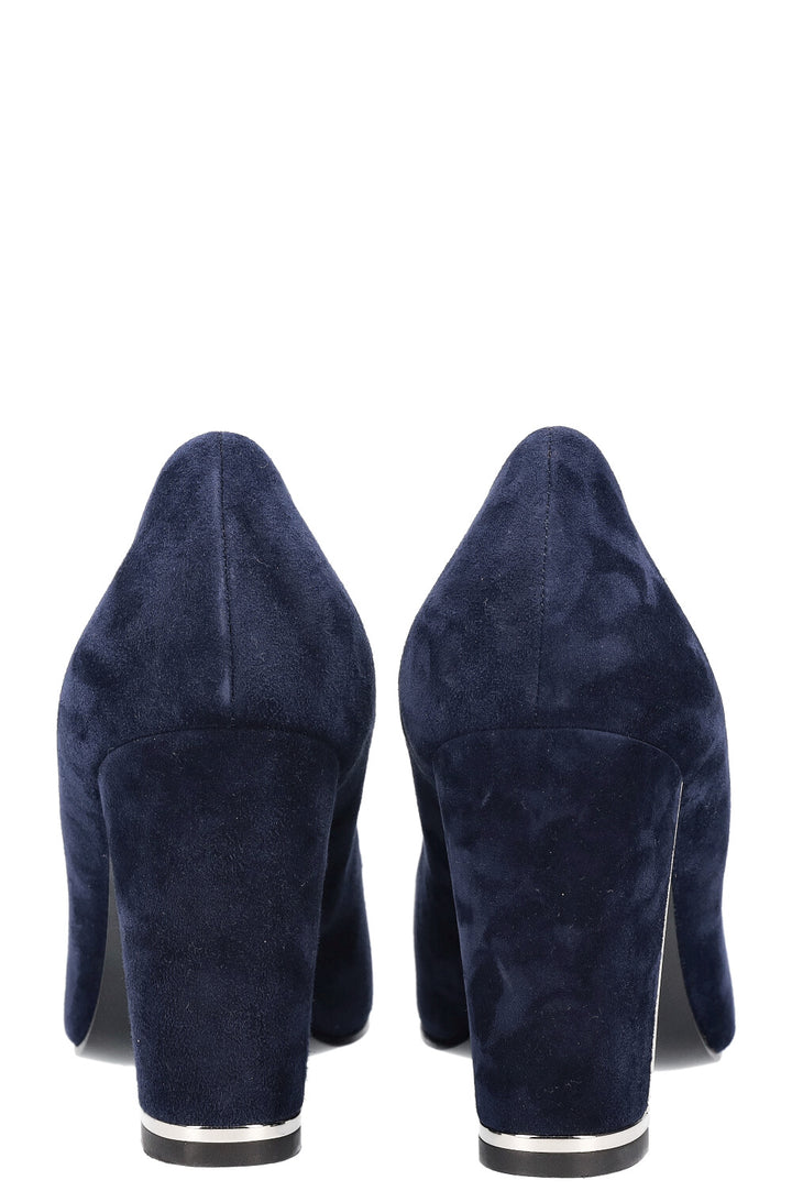 CHANEL Heels Navy Suede