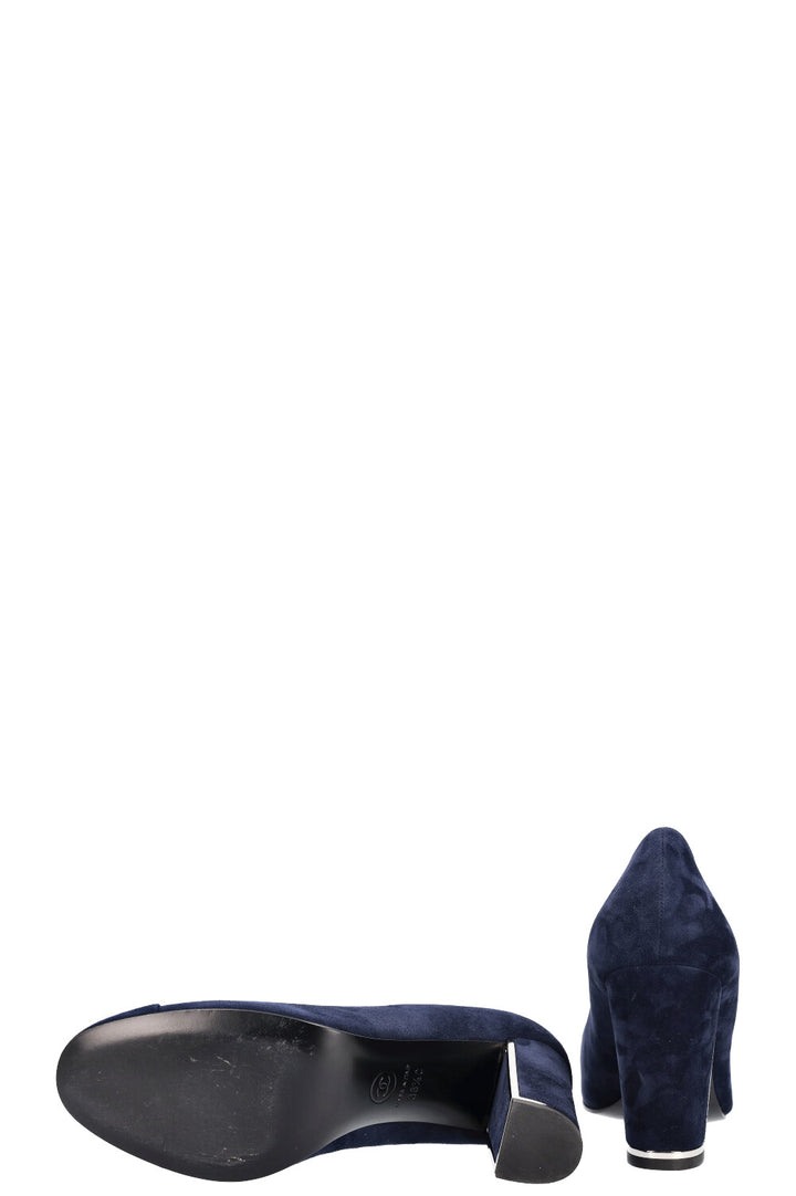 CHANEL Heels Navy Suede