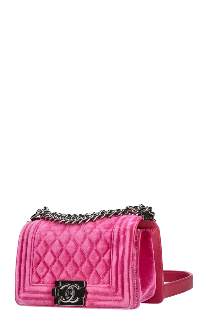 CHANEL Boy Bag Small Pink Velvet