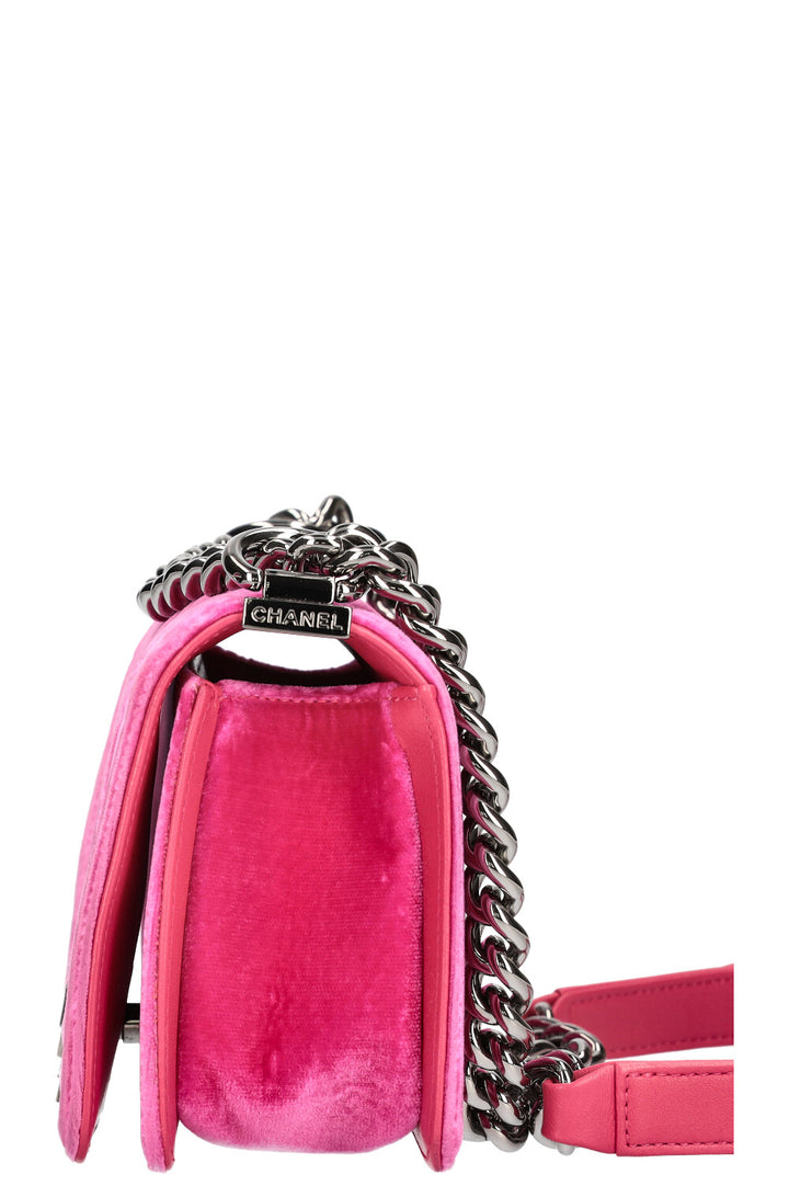 CHANEL Boy Bag Small Pink Velvet