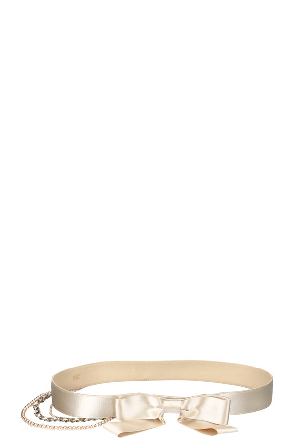 CHANEL Ceinture avec Noeud Satin Blanc