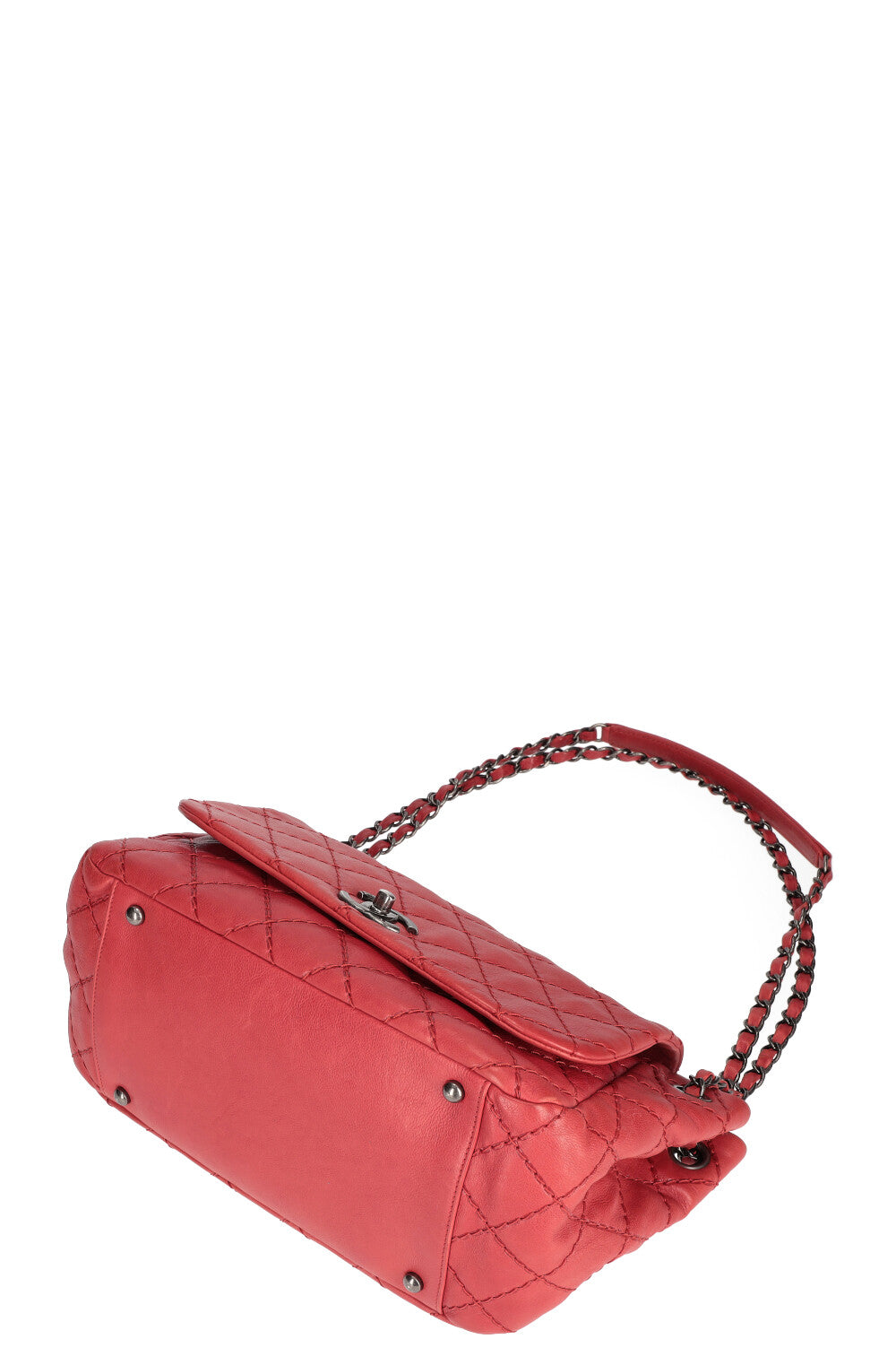 CHANEL Sac Matelassé Cuir Rouge