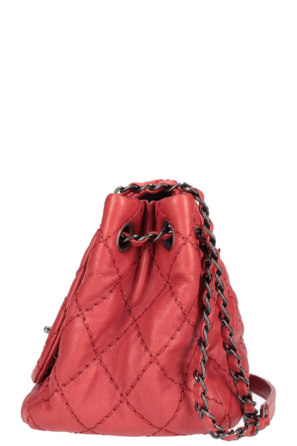 CHANEL Sac Matelassé Cuir Rouge