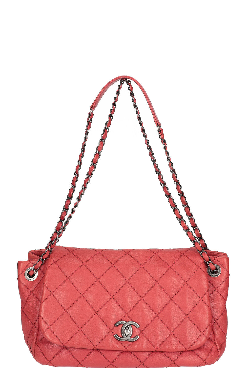 CHANEL Sac Matelassé Cuir Rouge