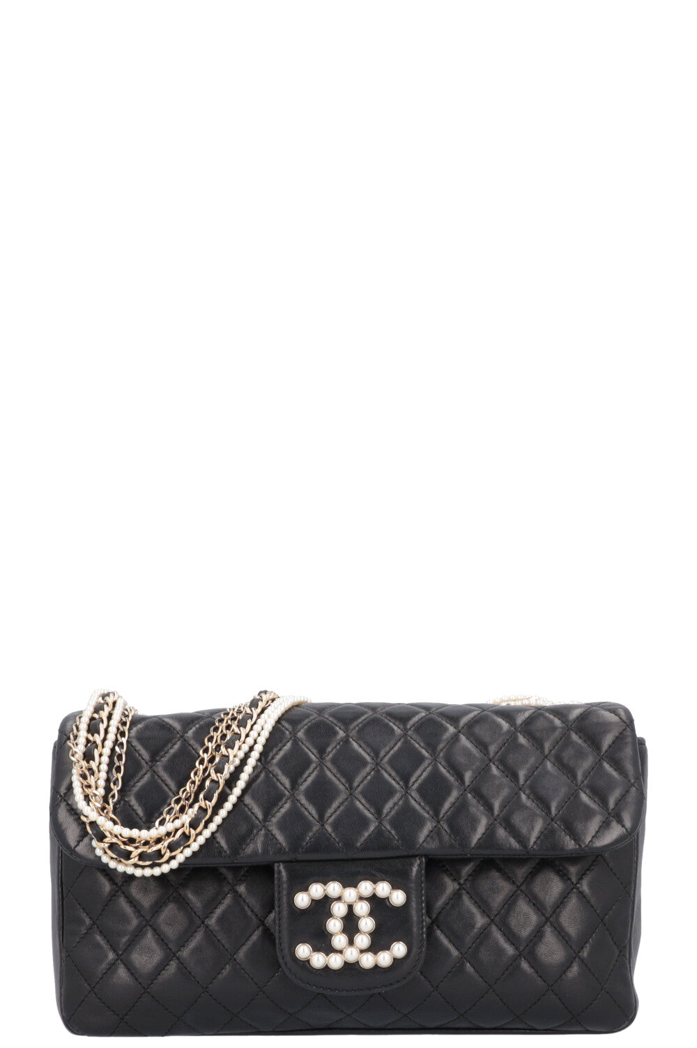 Chanel Medium Westminster Pearl Flap Bag in Black Lambskin