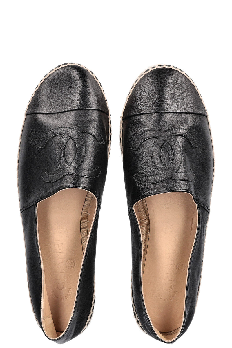 CHANEL G29762 shoes CC CC Mark Flat shoes Espadrille Leather GoldBlack   eBay