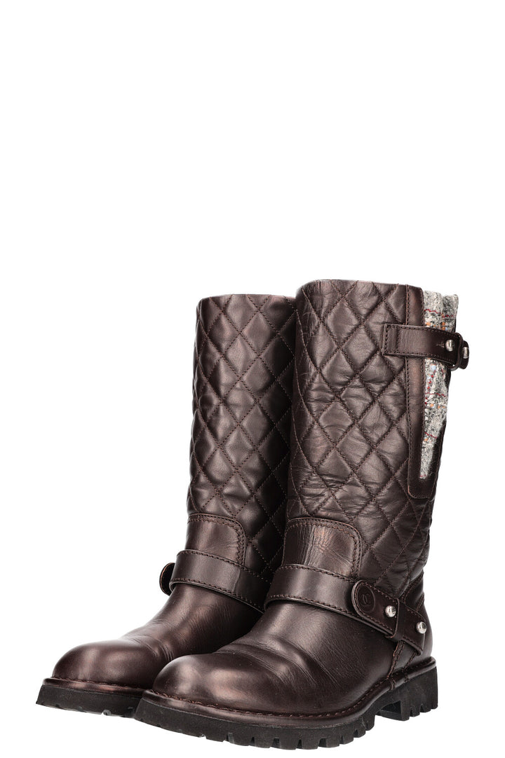 CHANEL Boots Matelasse Brown