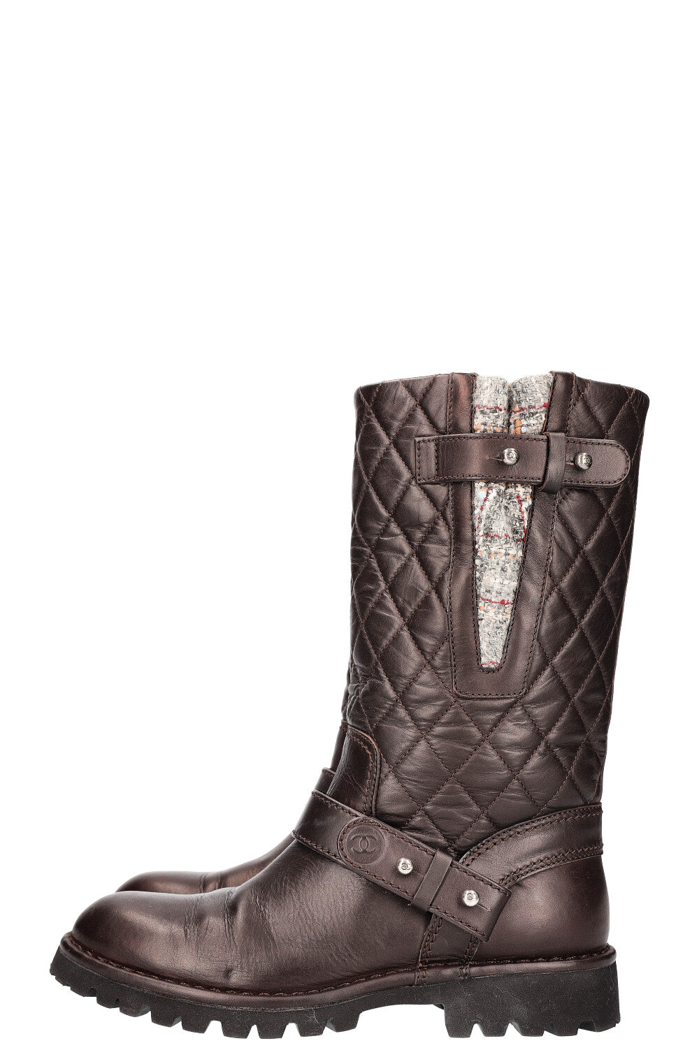 CHANEL Boots Matelasse Brown