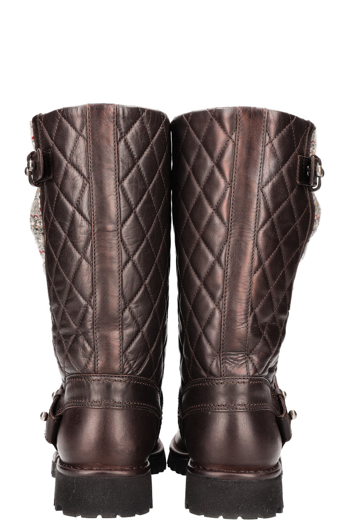 CHANEL Boots Matelasse Brown