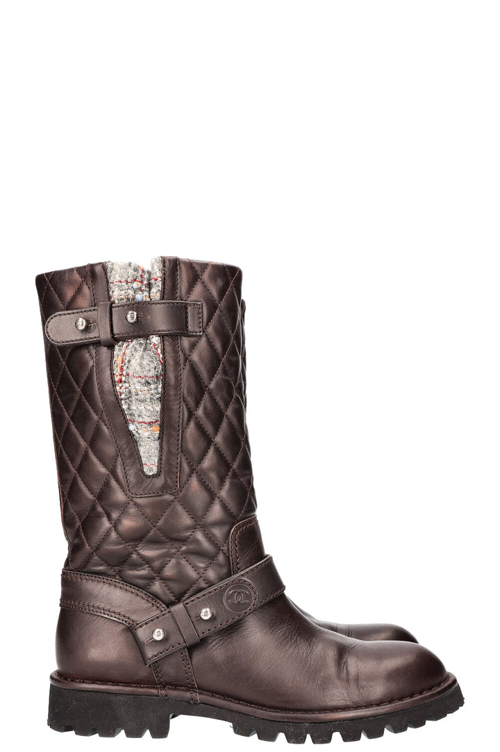 CHANEL Boots Matelasse Brown