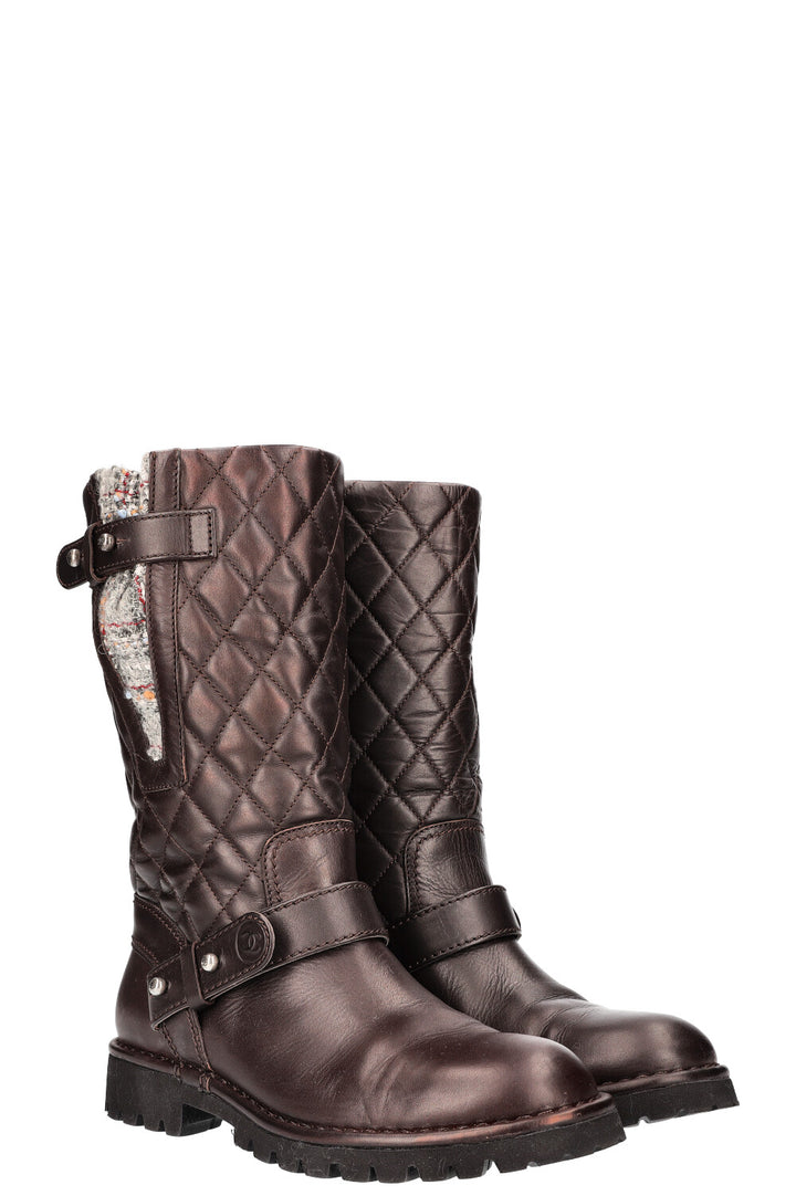 CHANEL Boots Matelasse Brown