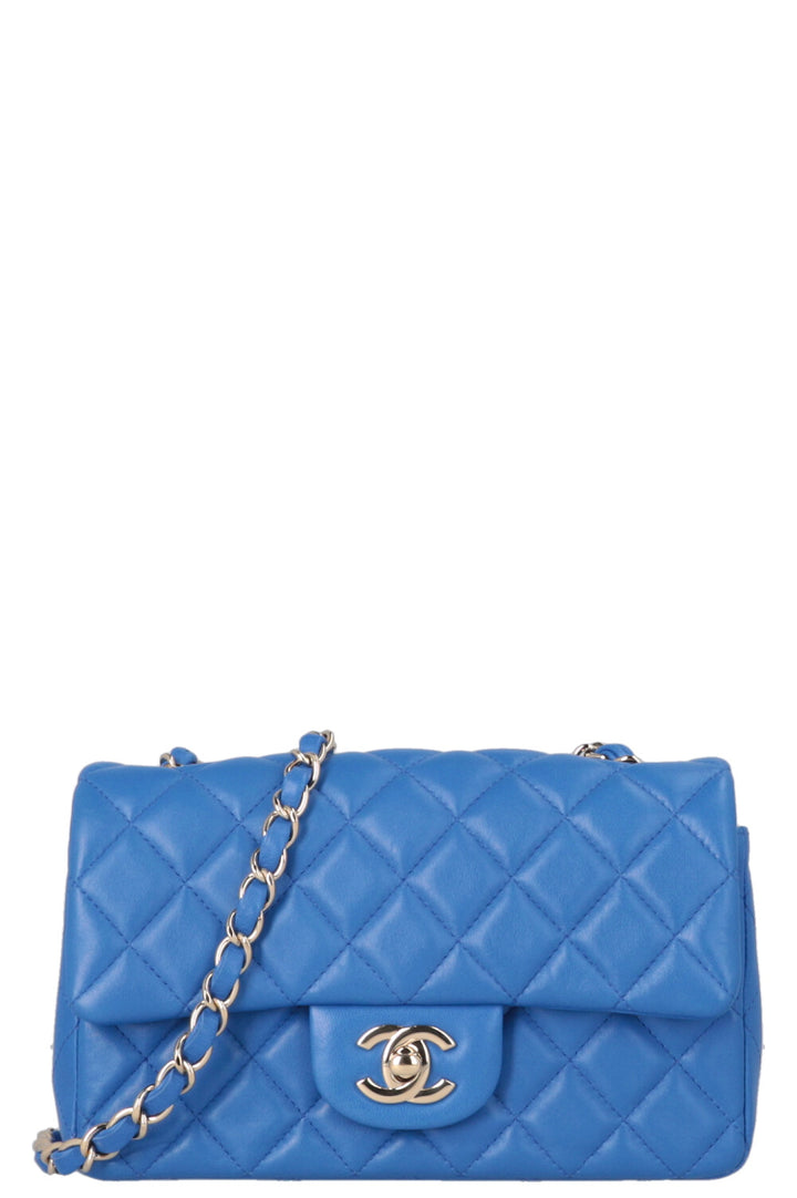 Chanel Rectangular Flap Bag Mini Lambskin Blue