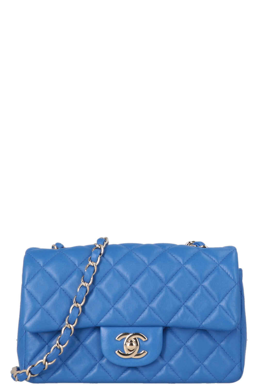 Chanel Rectangular Flap Bag Mini Lambskin Blue