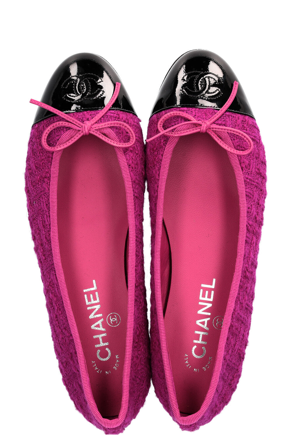 CHANEL Ballerina Flats Tweed Pink