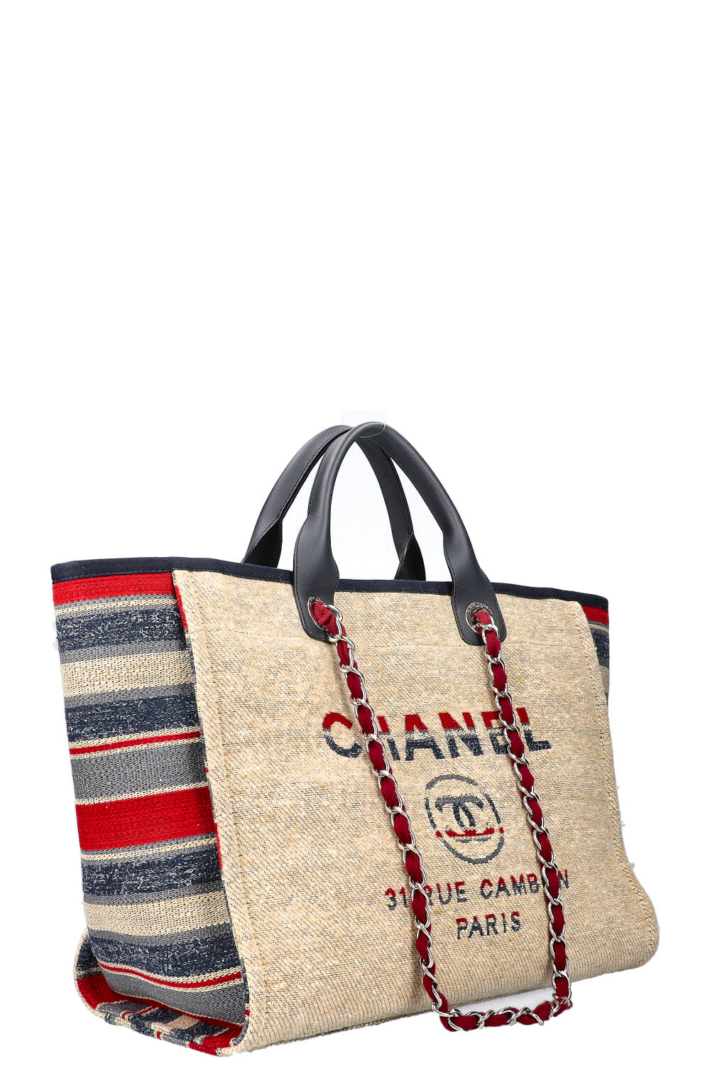 CHANEL Large Deauville Tote Bag Natural Canvas