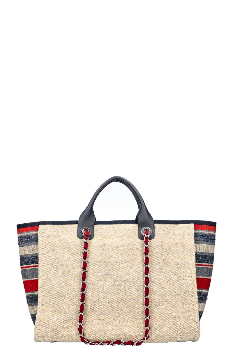 CHANEL Large Deauville Tote Bag Natural Canvas