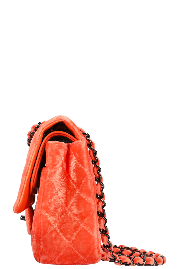 CHANEL Double Flap Bag Velvet Coral